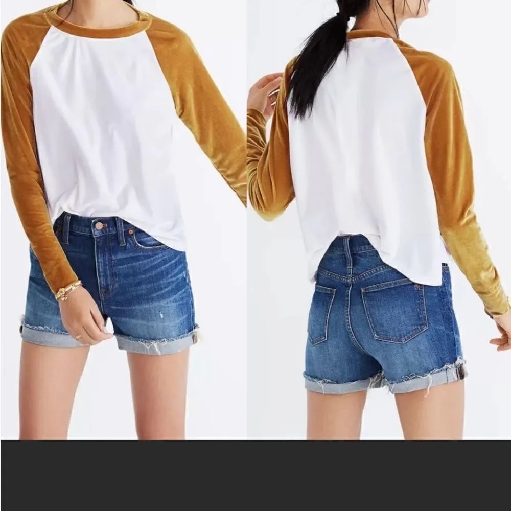 Madewell Velvet Baseball Tee Size XXS